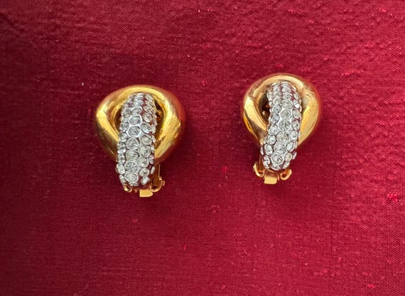 Kenneth Jay Lane Rhinestone Earrings & Ring, 80s - image 1