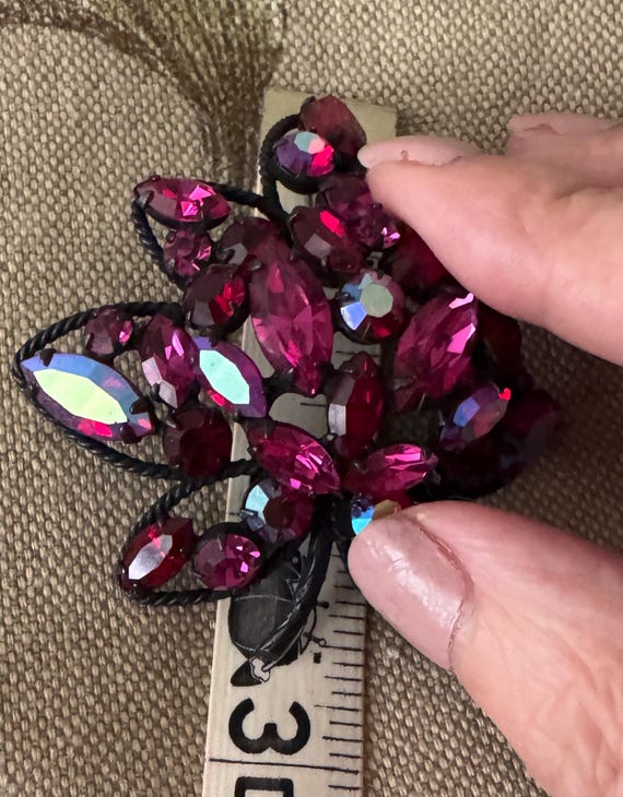 Ruby Red Regency Brooch and Earrings Set, 50’s - image 5