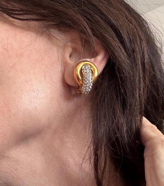 Kenneth Jay Lane Rhinestone Earrings & Ring, 80s - image 5