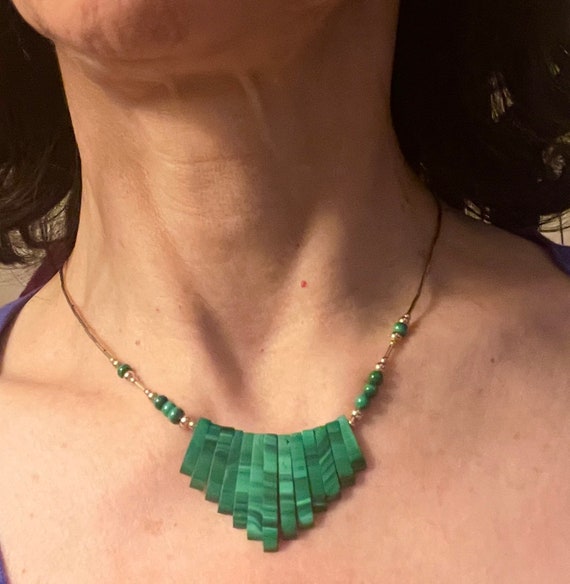 Malachite Necklace and Earrings New, 80’s - image 2