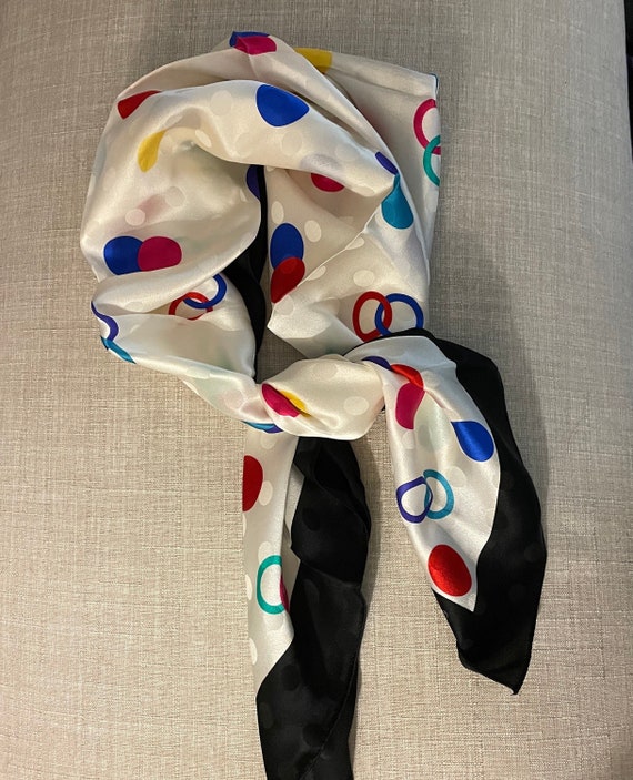 Echo Primary Colors Silk Scarf, New 80’s