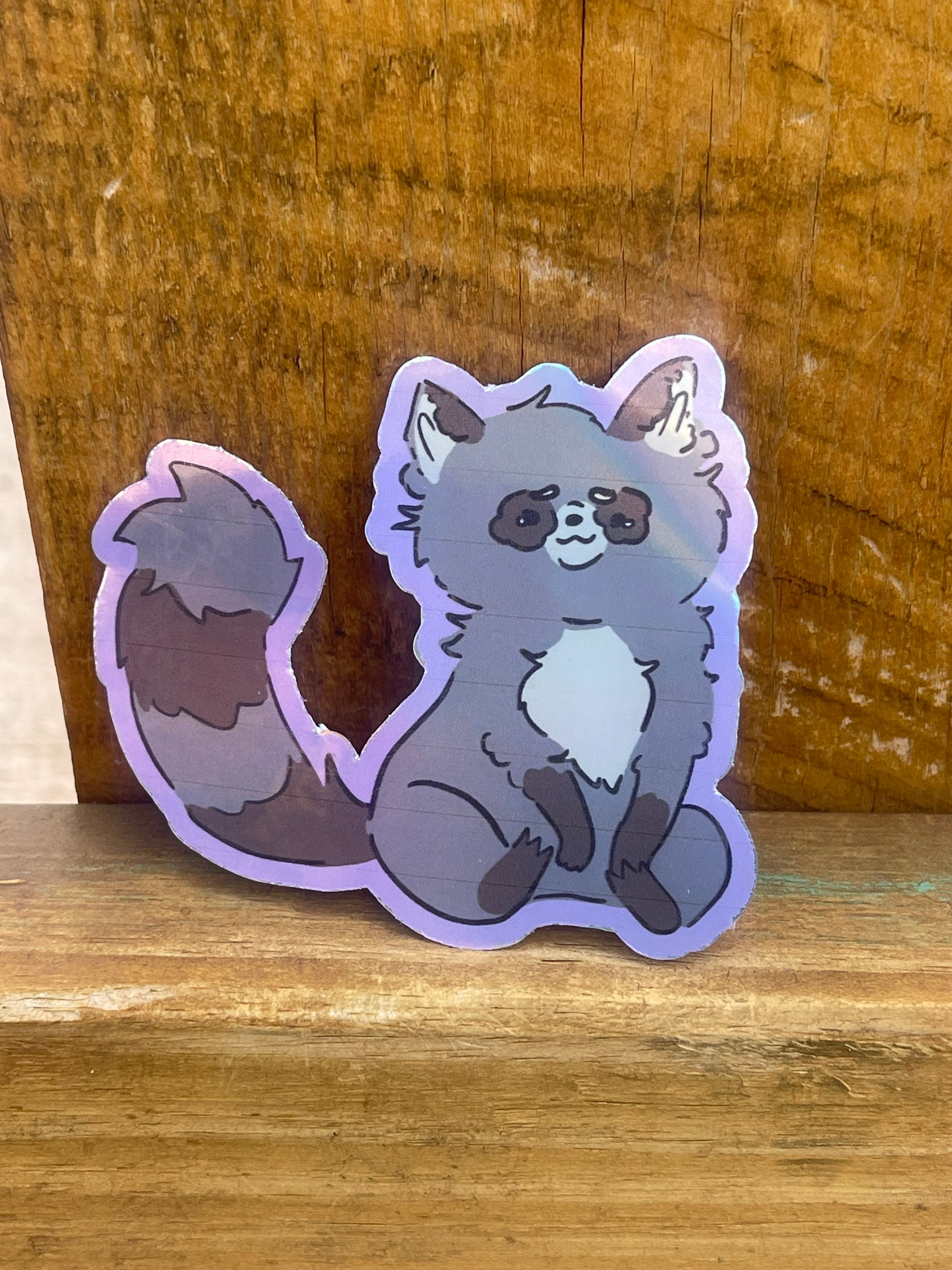 Cute Raccoon Sticker - Etsy