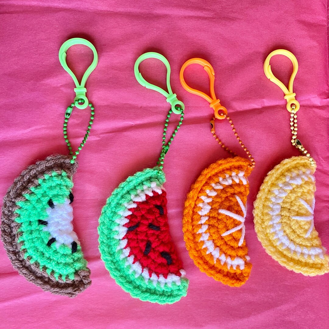 Crochet Fruit Keychains | Colourful Keychains | Fruit Decor ...