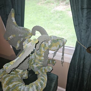 Lap Dragon, 5 ft Long posable Crochet Dragon