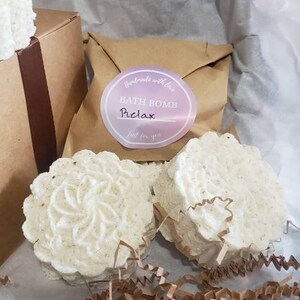 Bath Bomb Sets (packs of three), Individually Wrapped and Labeled. No Dye & No plastic