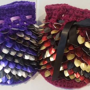 Tri Dragon Scale Bag of holding, 3 scale kleuren (gamer, Cosplays, WoW, Renaissance Fair) Custom Made