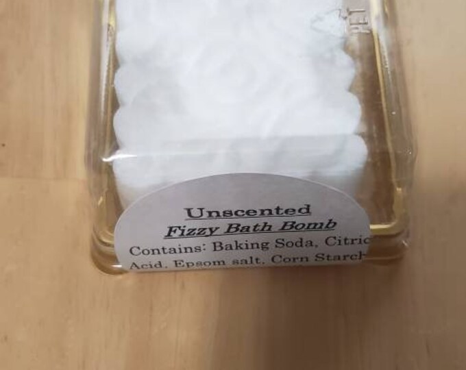 UNSCENTED Fizzy Natural Bath Bomb Sets (packs of four), Individually Wrapped and Labeled. Non GMO, No Cruelty & No Dye