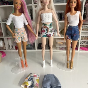 handmade 1/6 scale doll high waisted shorts, doll shorts, high waisted shorts, handmade, doll high waisted shorts, gift