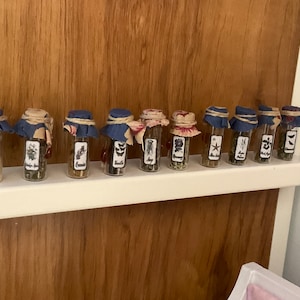 Miniature apothecary herb jars all sealed, pack of 5, 1/6 scale doll, apothecary jars