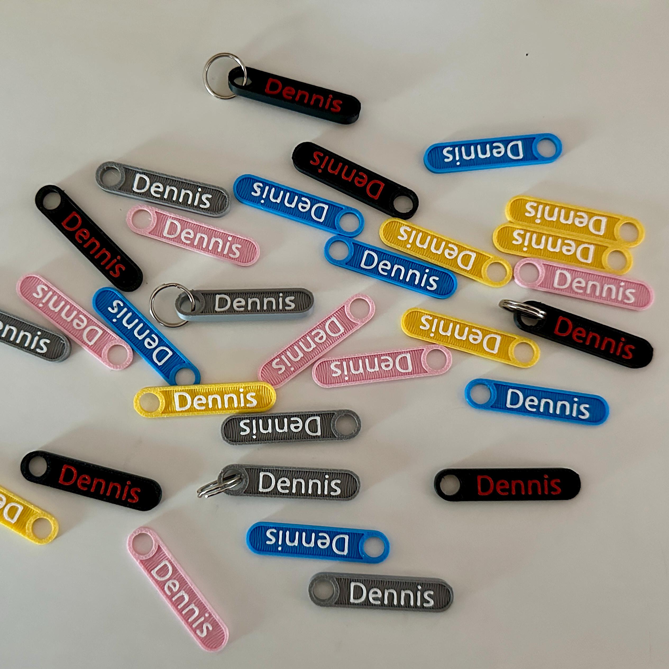 Personalized keychain 6 pieces personalized zipper two-tone pendant for jacket, backpack, bag, case, luggage