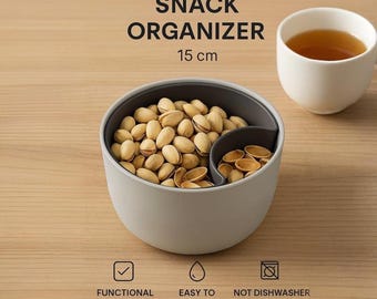 Schale mit Auffangbehälter / 15 cm / Snack-Organizer-Schale / Doppelfunktionsschale / Schale für z. B. Pistazien, Sonnenblumenkerne