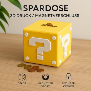 Spardose als Fragezeichenblock / Sparschwein / Piggy Bank / Spardose / 3D Druck