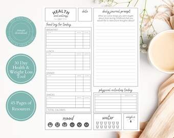 Weight Loss Tracker |  Health and Wellness | Mood Tracker | Food Journal | CBT Weight Loss | Water Tracker