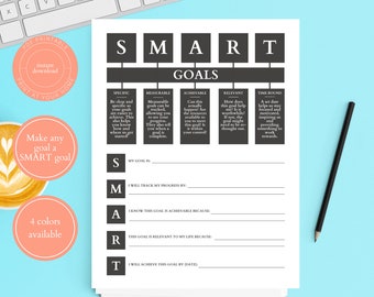 Wat zijn SMART-doelen? | Sjabloon voor het stellen van doelen | Doeltracker | Doelplanner | Wellness-tracker | Zelfhulp | Werkblad Doelstelling