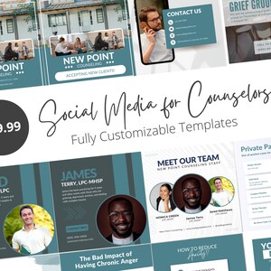 Social Media Templates for Private Practice Counselors | Therapy Templates | Social Media Posts for Therapists