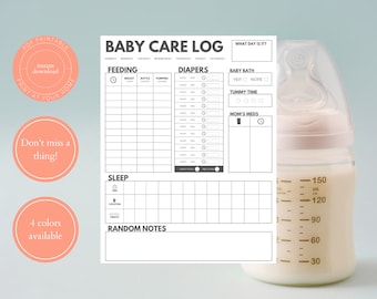 Baby Log | Baby Feeding Tracker | Infant Log Book | New Baby Tracker | Diaper Tracker | Breastfeeding Log | Pumping Log | Baby Shower Gift
