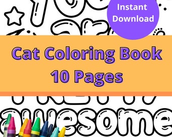 Cat Coloring Sheet, Cat Coloring Pages, Cat Coloring Book, Coloring Page PDF, Coloring Page Printable, Adult Coloring Pages Digital Download
