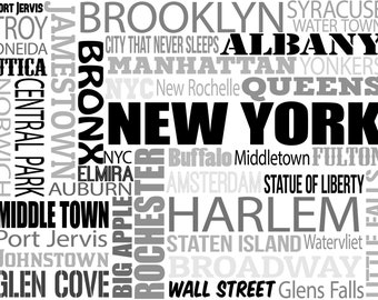 Cities of New York State Word Art