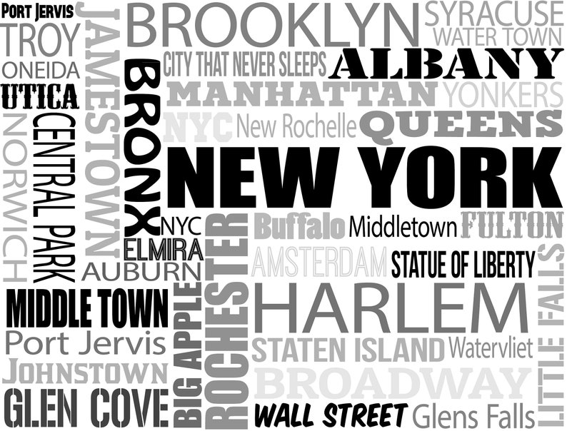 Villes de New York State Word Art image 1