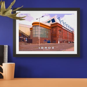 IBROX STADIUM GLASGOW | Vintage Stadium Poster | Glasgow Rangers Poster | Scottish Print | Rangers Gift | Rangers Football Club |