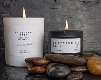 Candela SCOTTISH RAIN / Candela scozzese / Candela di soia / Regali scozzesi / Lusso / Scozia fatta a mano