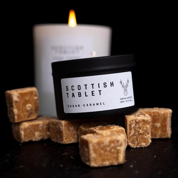 SCOTTISH TABLET Soy Candle • Scottish Gift • Caramel Scent • Luxury Homes Fragrance • Handmade in Scotland