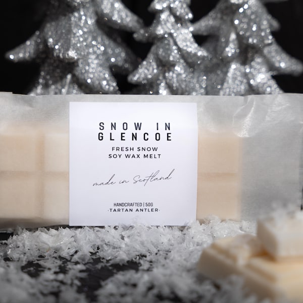 SNOW IN GLENCOE Soy Wax Melt | Scottish Scents | Snowflake Soy Snap Bar | Scottish Gifts | Christmas Scotland