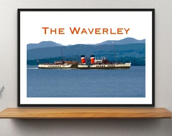 THE 'WAVERLEY' PRINT | Vintage Travel Poster | Glasgow Poster | Scottish Art Print | Paddle Steamer