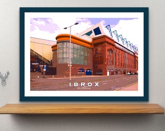 IBROX STADIUM GLASGOW | Vintage Stadium Poster | Glasgow Rangers Poster | Scottish Art Print | Ibrox Stadium | Rangers Football Club