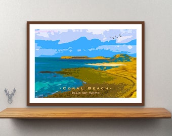 CORAL BEACH SKYE Print | Vintage Travel Poster | Isle of Skye Poster | Scottish Art Print | Skye Beach | Hebrides