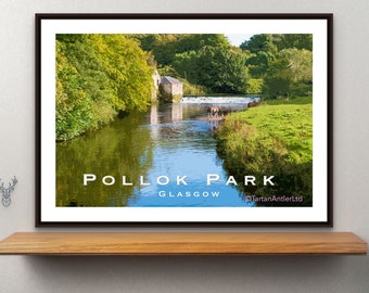 POLLOK PARK GLASGOW | Vintage Travel Poster |Glasgow Poster | Scottish Art Print | Pollok Park Watermill