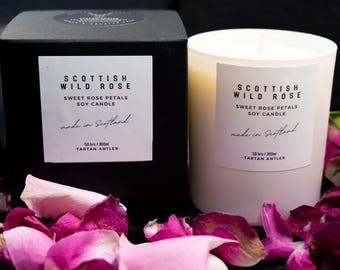 SCOTTISH WILD ROSE Soy Candle • Scottish Gift • Luxury Artisan Home Fragrance • Made in Scotland