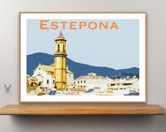 ESTEPONA TRAVEL POSTER | Vintage Travel Poster | Spanish Poster | Spanish Art Print l Spain | Estepona Faded Style Poster | Andalucia