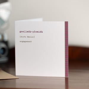 ENGAGEMENT CARD  · Scottish Gaelic Card with Envelope  · gealladh-pòsaidh · Greetings Card Blank  ·  Scottish Gift