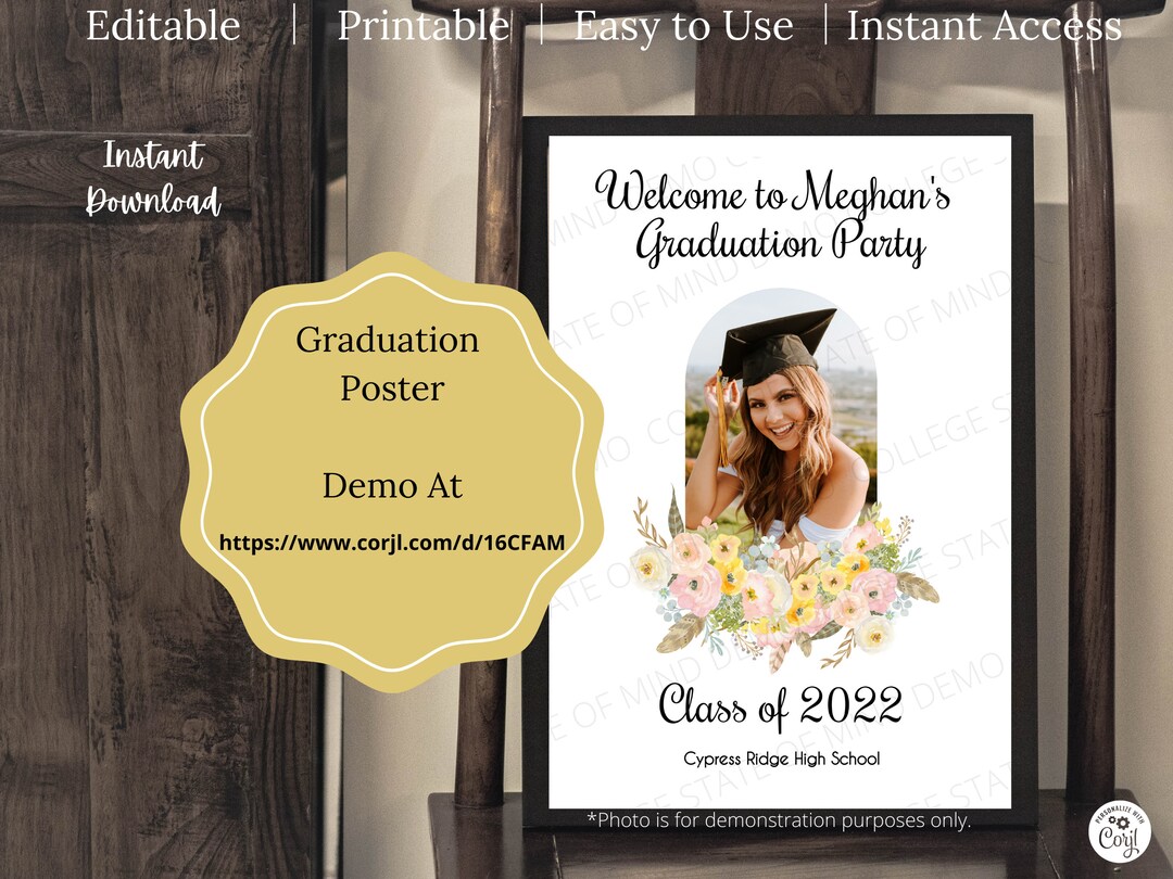Boho Graduation Poster Welcome Sign, 11x14 Graduation Decoration, Class ...