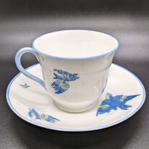 Vintage Heathcote Bone China, H B Williamson Blue Bird Teacup And Saucer c.1910