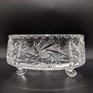 Vintage Hand Cut Crystal Bowl With Three Legs, Pinwheel