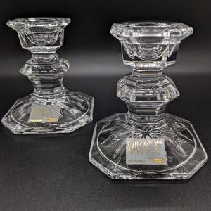 Ensemble vintage de bougeoirs en cristal Mikasa Édimbourg