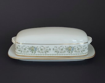 Vintage Noritake Contemporary GREEN HILL Covered 1/4 lb Butter Dish w Lid