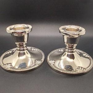 Vintage Viking Plate E.P. Lead Made In Canada Candle Holders Set Of 2