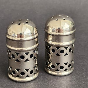 Vintage Silver Plated Salt and Pepper Shakers, Cobalt Blue Glass Liners, Apex Made in England