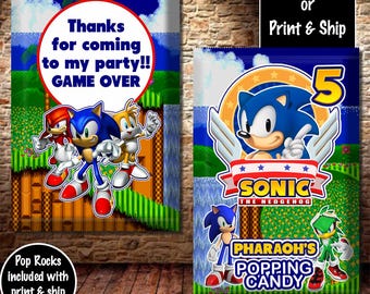 Sonic Pop Rocks, recuerdo de fiesta de Sonic, fiesta de cumpleaños de Sonic, cumpleaños de jugador, recuerdo de fiesta de jugador, recuerdo de fiesta de cumpleaños de jugador, fiesta de Sonic