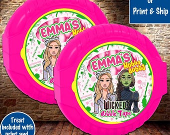 Wicked bubble gum, Wicked party favor, Wicked birthday party, Wicked birthday, Toss Toss party favor, pink and green birthday party favor