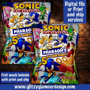 Sonic fruit snack, Sonic party favor, Sonic birthday party, gamer birthday, Gamer party favor, Gamer birthday party favor, Sonic party