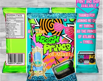Bolsa de papas fritas Fresh Prince, obsequio de fiesta Fresh Prince, fiesta Fresh Prince, obsequio de fiesta de los 90, obsequio de fiesta de Hip Hop, bolsa de papas fritas Hip Hop