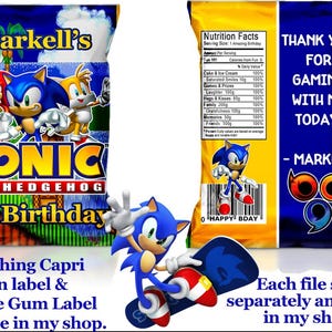 Gamer chip bag, Gamer birthday favor, Sonic birthday, Gamer party, Sonic party favor, Boy birthday party favor, Sonic chip bag