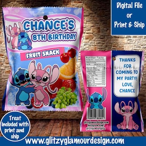Stitch and Angel Frucht Snack, Stitch Gastgeschenk, Stitch Geburtstagsparty, Lilo und Stitch Gastgeschenk, Pink und Blau Gastgeschenk, Leckerlibeutel