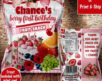 Strawberry fruit snack, Berry 1st party favor, Berry 1st birthday party, fruit snack, strawberry party favor, Strawberry birthday party
