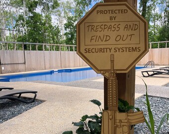 No Trespassing Sign Gun AR Stop