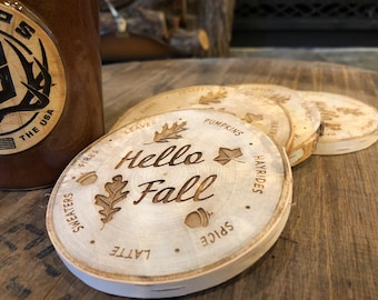 Hello Fall, Digital Download, Autumn, SVG, AI8. Thanksgiving, Coasters